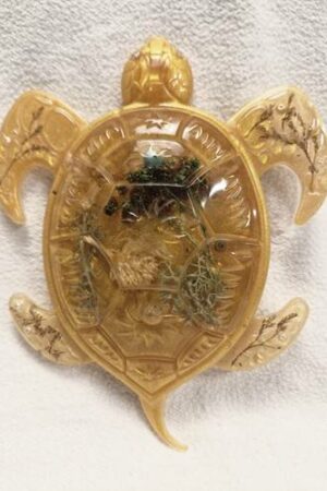 Tortue fleurs et perles or