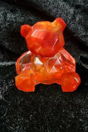 Ourson 3D orange et rouge transparent