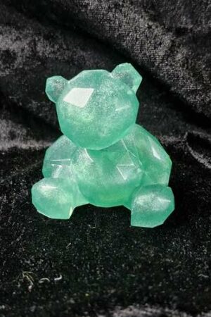 Ourson 3D vert émeraude transparent