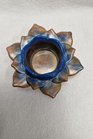 Bougeoir bleu et marron