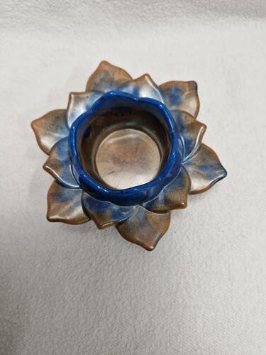 Bougeoir bleu et marron
