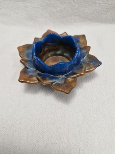 Bougeoir bleu et marron – Image 2