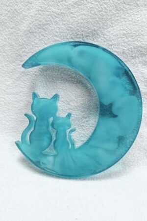 Lune chat bleu effet nuage