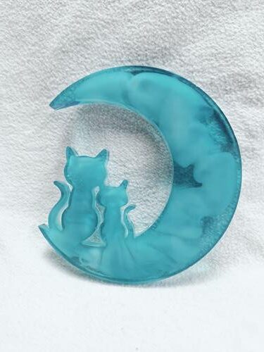 Lune chat bleu effet nuage
