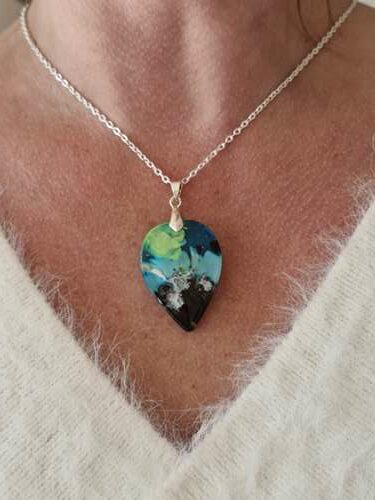 Pendentif cœur sable bleu vert blanc – Image 2