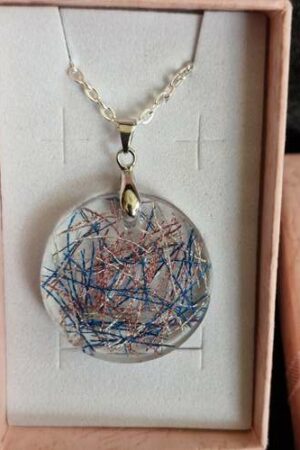 Pendentif rond moyen transparent fils colorés