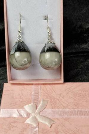 Boucles d'oreilles marbré noir blanc et gris