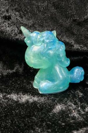 Licorne 3D vert et bleu émeraude