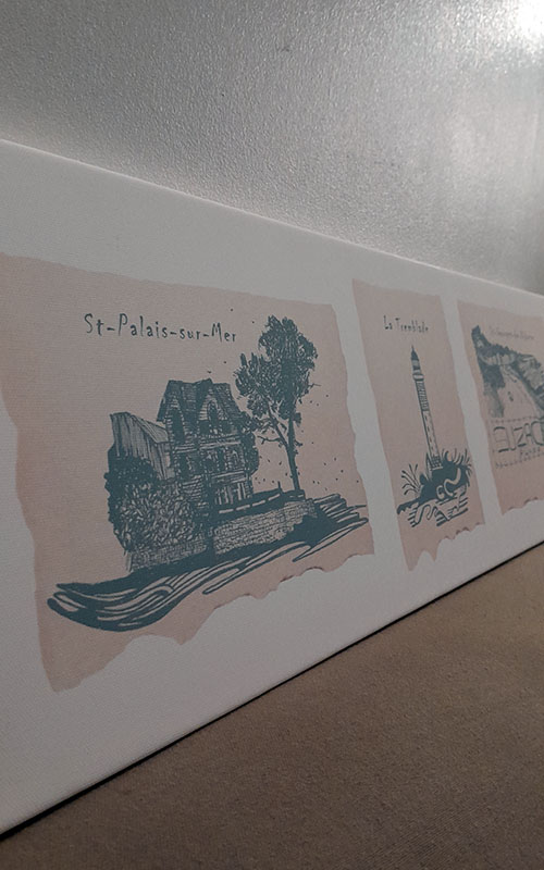Toile triptyque parchemin - St Palais, La Tremblade et Suzac