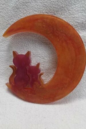 Lune chat orange et rouge