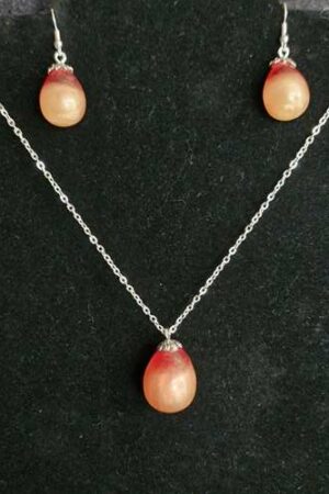 Parure boucles d'oreilles pendentif orange rouge