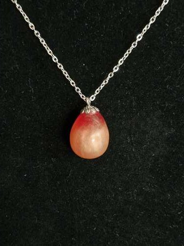 Parure boucles d'oreilles pendentif orange rouge – Image 2