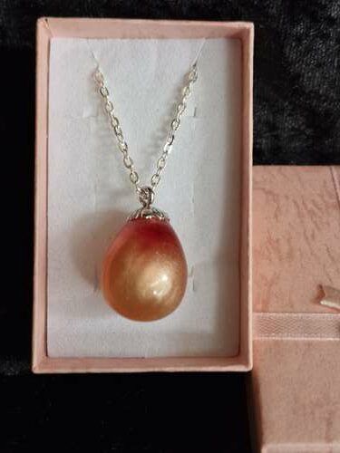 Parure boucles d'oreilles pendentif orange rouge – Image 4