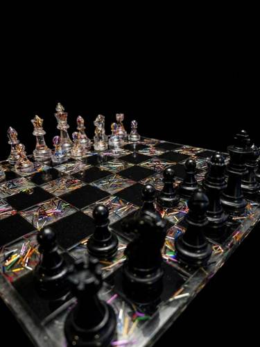 Jeu d'échec transparent fil aluminium coloré – Image 3