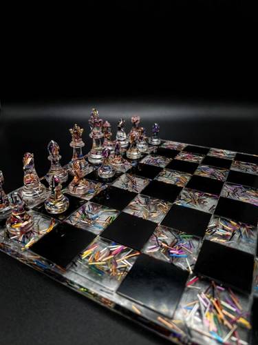Jeu d'échec transparent fil aluminium coloré – Image 4
