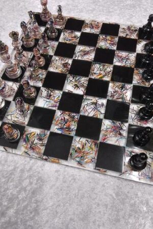 Jeu d'échec transparent fil aluminium coloré