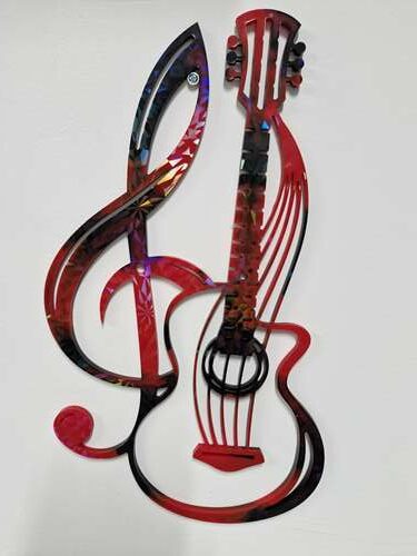 Guitare et sa clef de sol holographique