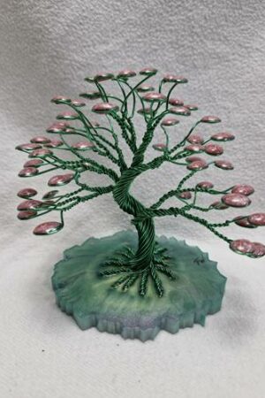 Arbre fil aluminium vert et rose wan