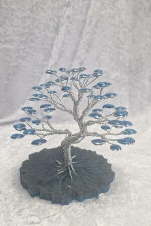 Arbre fil aluminium argent goutte bleu