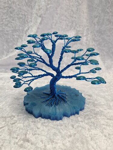 Arbre fil aluminium bleu turquoise goutte bleue