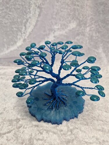 Arbre fil aluminium bleu turquoise goutte bleue – Image 2
