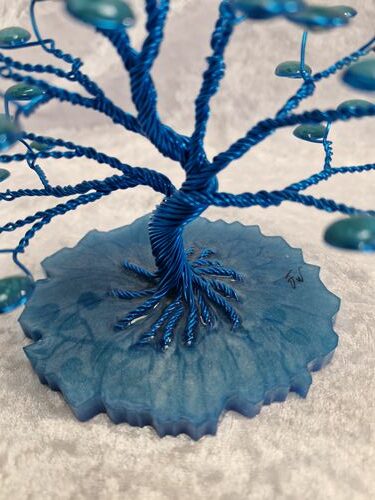 Arbre fil aluminium bleu turquoise goutte bleue – Image 3
